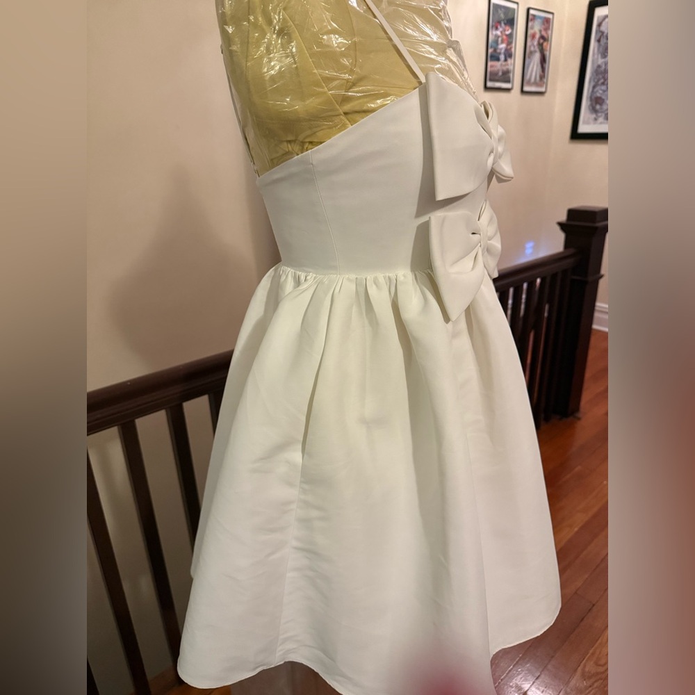 Sachin & Babi Sloane Taffeta Double-Bow
Pleated Mini Dress , Ivory color - Picture 5 of 7